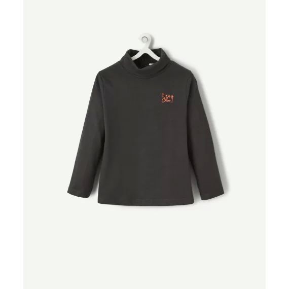 Sous-pull col roulé bébé garçon gris foncé avec message