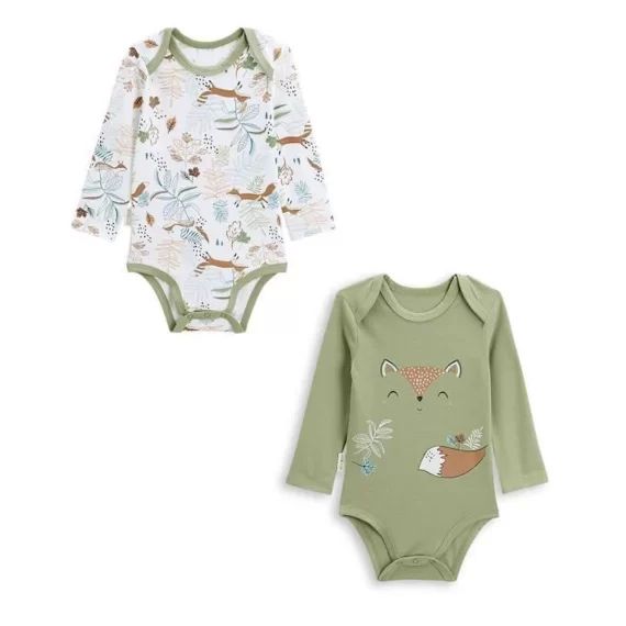 Lot De 2 Bodies Bébé Manches Longues Montreal Vert