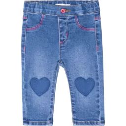 Pantalon en denim avec coeurs Fille Bleu