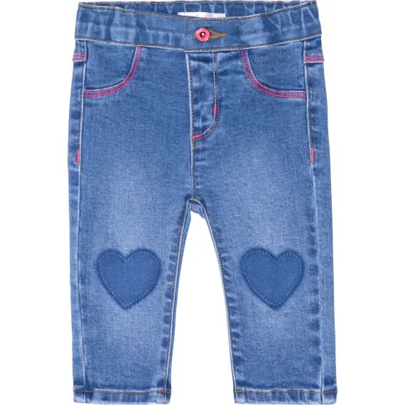 Pantalon en denim avec coeurs Fille Bleu