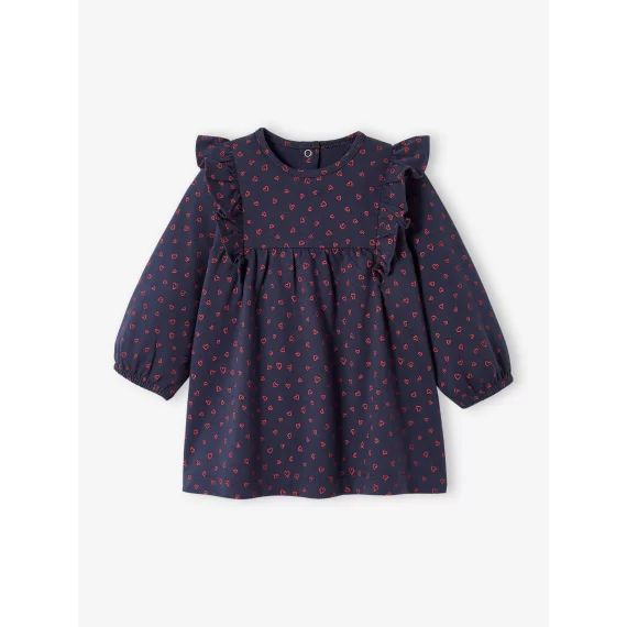 Robe à volants bébé en jersey BASICS marine imprimé
