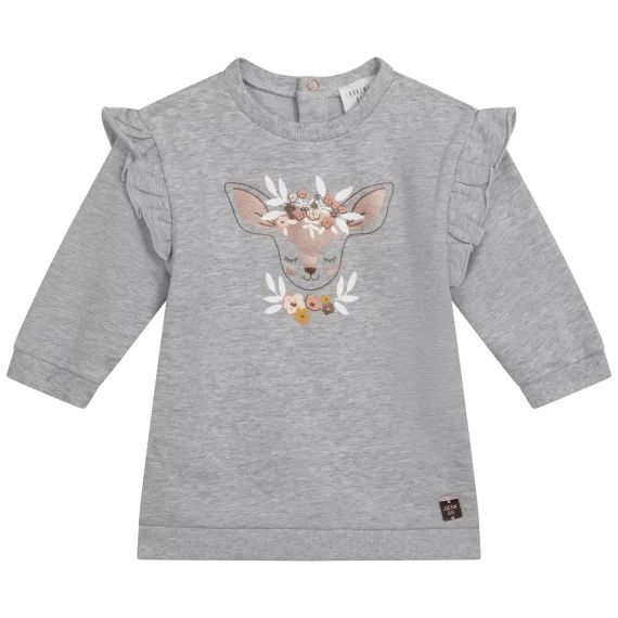 Robe molletonnée à volants Fille Gris