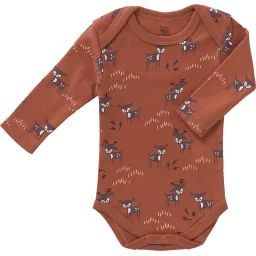 Body manches longues en coton bio Deer amber brown (naissance : 50 cm)