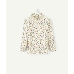 Sous-pull écru avec imprimé fleuri jaune bébé fille –  – Soldes