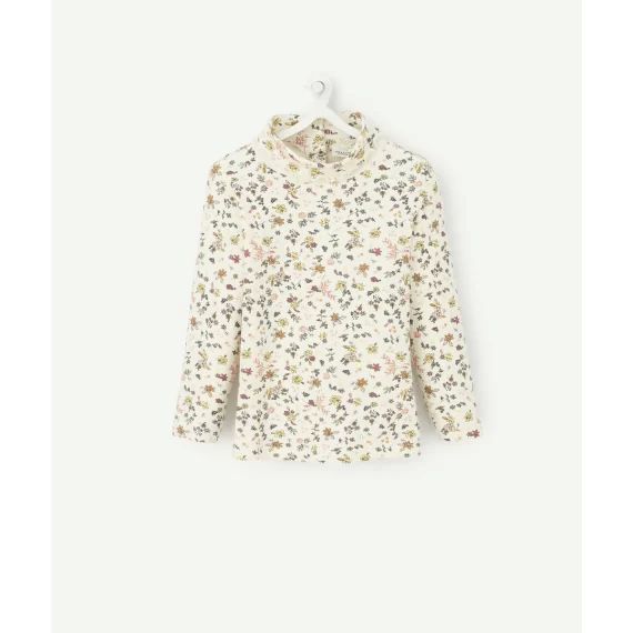 Sous-pull écru avec imprimé fleuri jaune bébé fille –  – Soldes