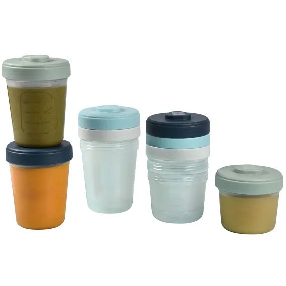 Lot de 8 pots de conservation bleu et vert (150 ml et 250 ml)