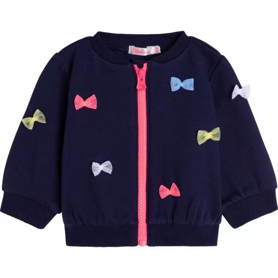 Cardigan en molleton à noeuds Fille Bleu