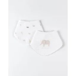 Lot De 2 Bavoirs Bandana En Mousseline Et Éponge Beige