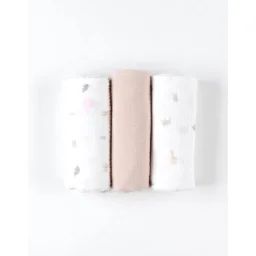 Lot De 3 Langes Imprimé Animalier En Mousseline, Écru,beige Marron