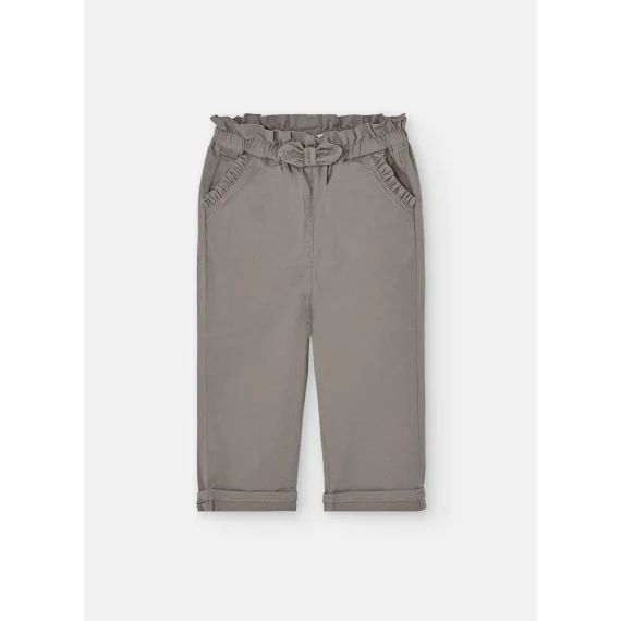 Pantalon Droit Uni Avec Taille Élastique Marron