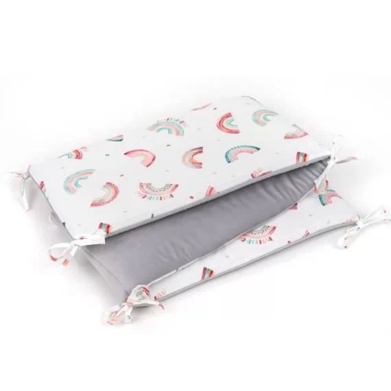 Tour de lit universel et réversible – RAINBOW Gris – Pour lit bébé de 60×120 ou 70×140 cm gris