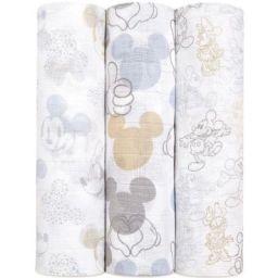 Lot de 3 maxi langes Mickey + Minnie (120 x 120 cm)