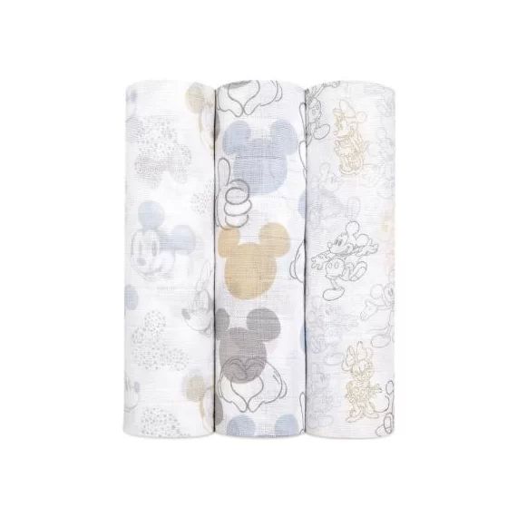 Lot de 3 maxi langes Mickey + Minnie (120 x 120 cm)