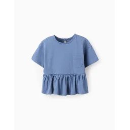 T-shirt Avec Poche À Volants Bleu