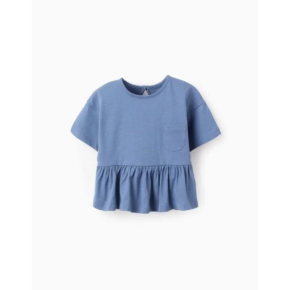 T-shirt Avec Poche À Volants Bleu