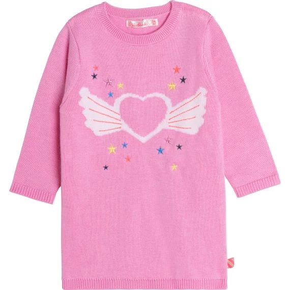 Robe droite en tricot Fille Rose