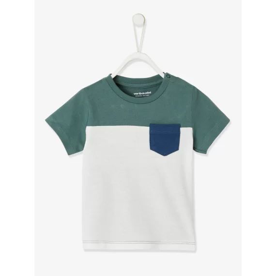 T-shirt colorblock bébé manches courtes vert grisé