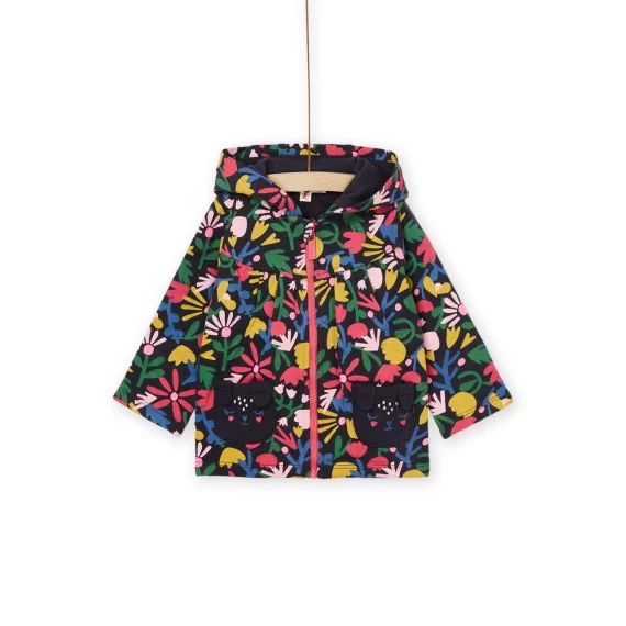 Veste À Capuche À Imprimé Fleurs – Bleu