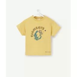 Le t-shirt jaune en coton biologique et message en bouclette –  – Soldes