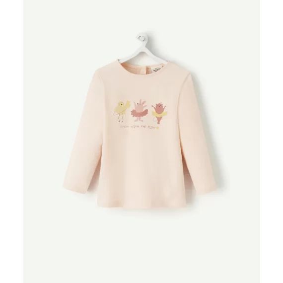T-shirt bébé fille en coton bio rose motifs animaux dansants –  – Soldes