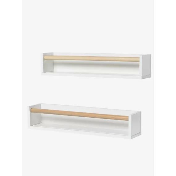 Lot de 2 étagères livres blanc/bois