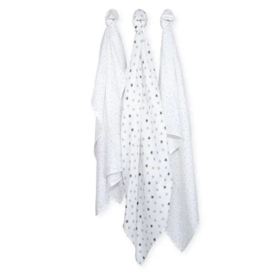 Lange bébé OEKO-TEX – étoiles (Lot de 3) Blanc blanc