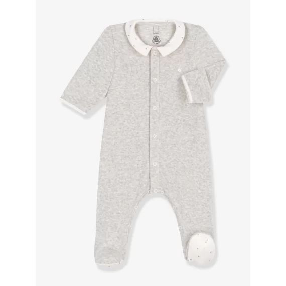 Pyjama bébé en velours PETIT BATEAU gris