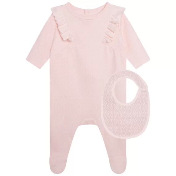 Pyjama et bavoir en coton UNISEXE Rose