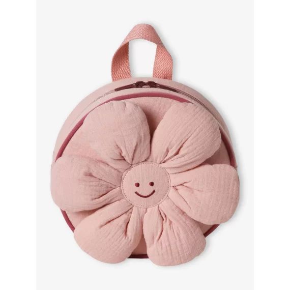 Sac à dos maternelle fleur fille en gaze de coton vieux rose