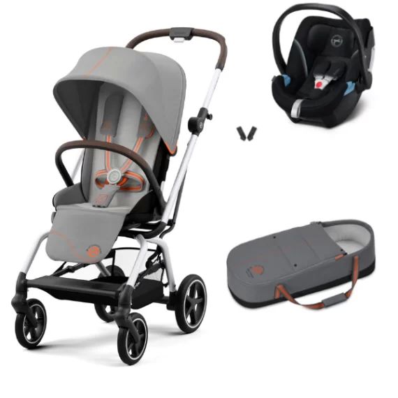 Poussette Cybex Eezy S Twist PLUS 2 – Châssis Silver + Cocoon S – Lava Grey + Coque Auto Aton 5 – Deep Black (2022)