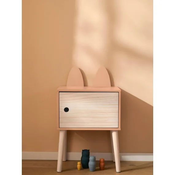 Table de chevet renard en bois roux