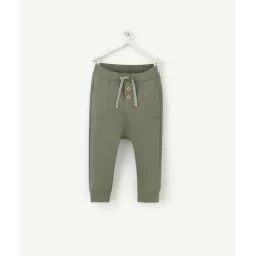 Jogging bébé garçon en molleton et fibres recyclées kaki –  – Soldes