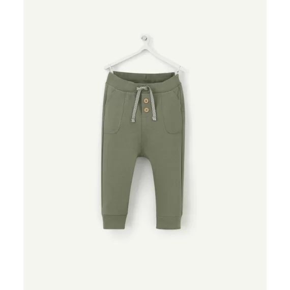 Jogging bébé garçon en molleton et fibres recyclées kaki –  – Soldes