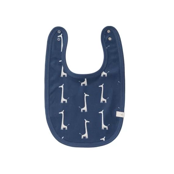 Bavoir à pression Girafe bleu indigo