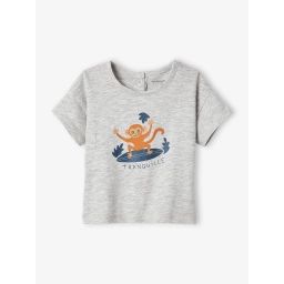 T-shirt animaux bébé manches courtes gris chiné