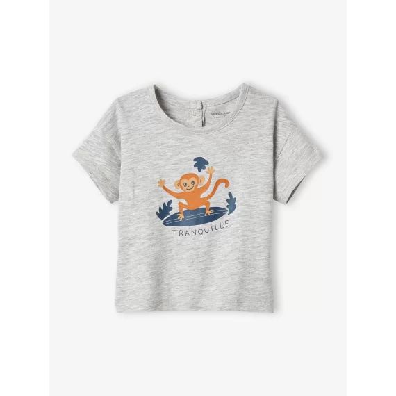 T-shirt animaux bébé manches courtes gris chiné