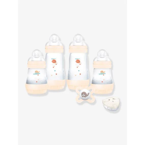 Coffret naissance biberons + sucette + boîte doseuse MAM coton