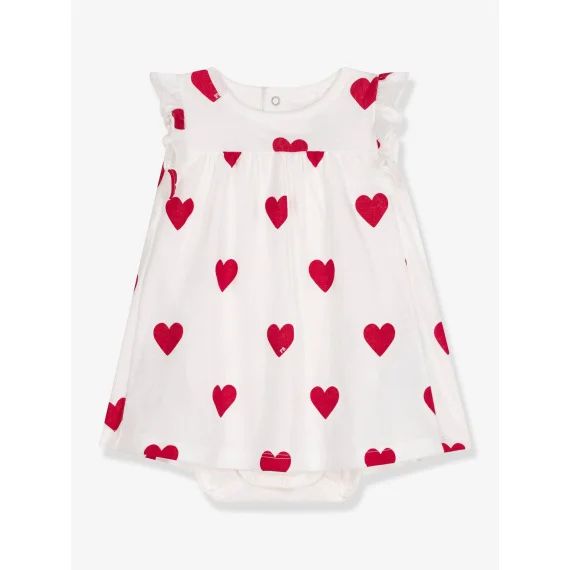 Robe body imprimé coeur PETIT BATEAU blanc