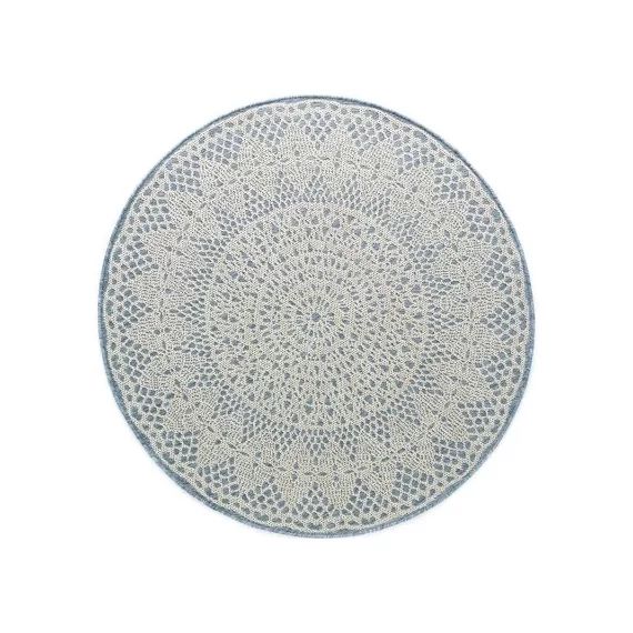 Tapis rond Crochet gris-bleu (130 cm)