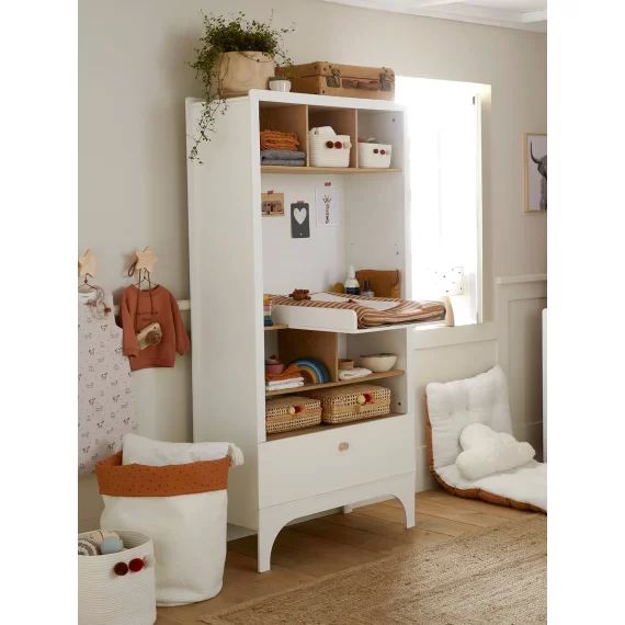 Etagère à langer 2 en 1 LIGNE NOUGATINE blanc – bois