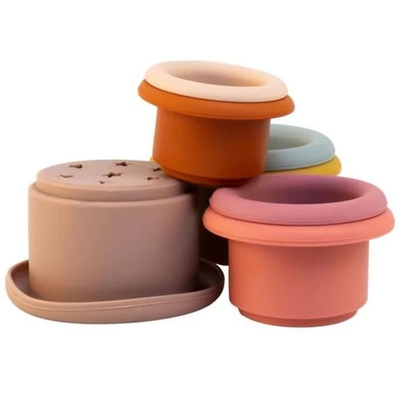 Jouet De Bain Gobelets À Empiler En Silicone Multicolore