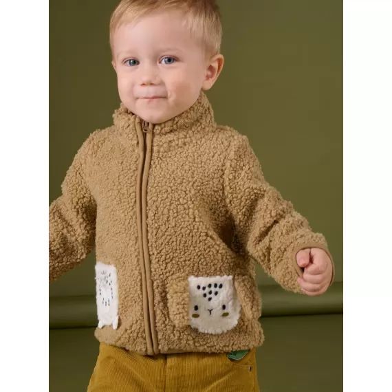 Gilet Bicolore Zippé En Sherpa – Marron