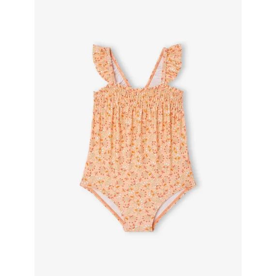 Maillot de bain 1 pièce bébé fille fleurs abricot