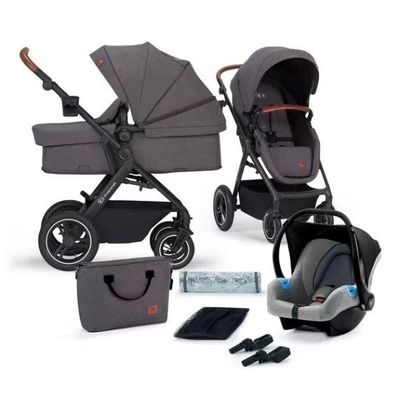 Poussette Kinderkraft B-Tour + Nacelle – Dark Grey + Coque Auto Mink – Grey Melange