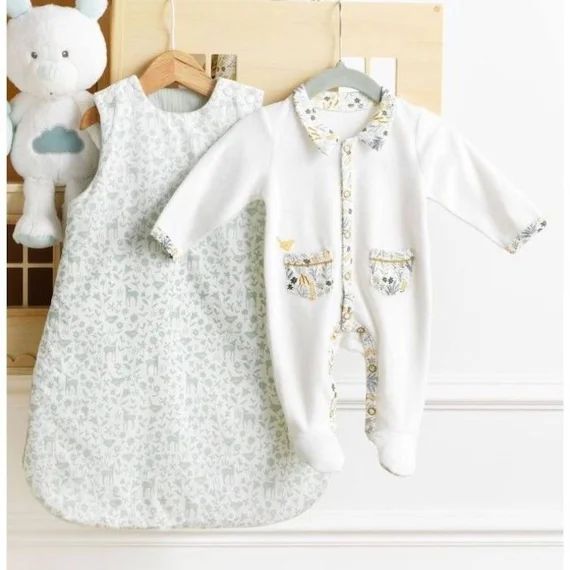 Gigoteuse Naissance En Coton Blanc Imprimé Blanc