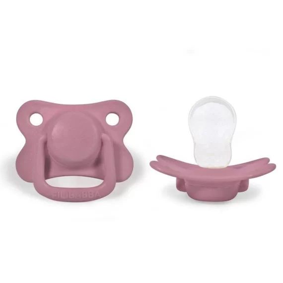 Filibabba – Lot de 2 sucettes anatomique en silicone – 6 mois et + – Vieux Rose rose