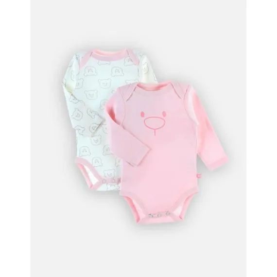 Set de 2 bodys croisés en coton BIO rose