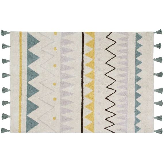 Tapis lavable azteca naturel vintage bleu (120 x 160 cm)
