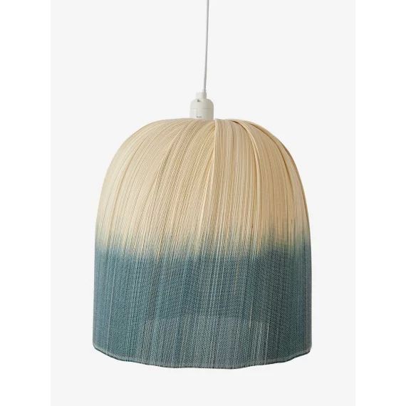 Abat-jour pour suspension en bambou Tie and Dye beige / bleu