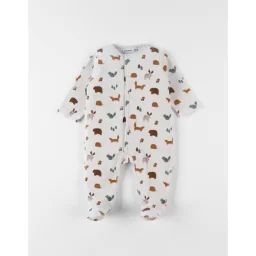 Pyjama En Velours Côtelé, Animalier Beige